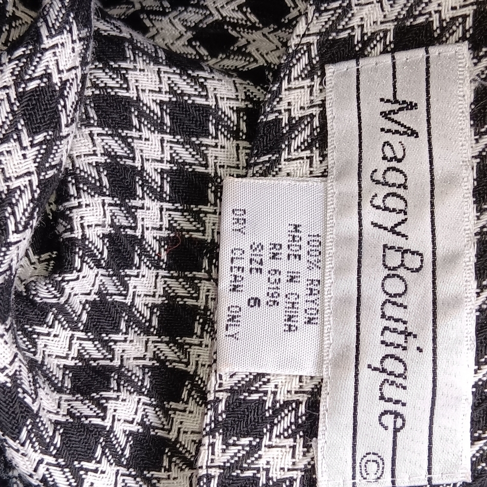 Womens Vintage Maggy Boutique Elegant Black and White Houndstooth Dress sz 6 - Picture 7 of 7